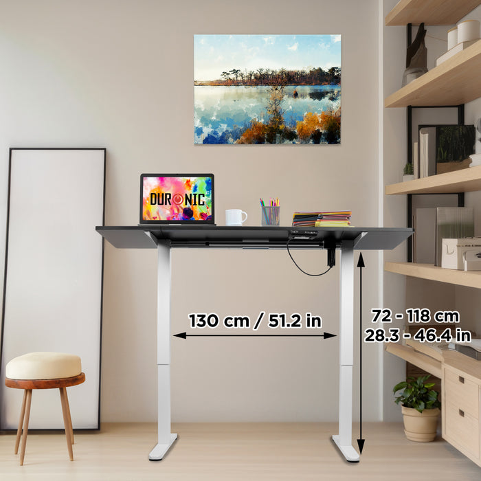Duronic CD160 WK Scrivania Elettrica Regolabile in Altezza 160x60 cm Bianco, Desk Motorizzato 72-118 cm, 3 Memorie, USB USB-C, Carico 70 kg, Postazione Ergonomica Ufficio Casa Smart Working