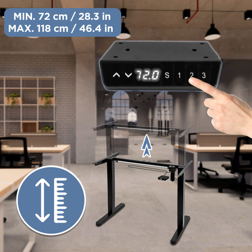 Duronic CD160 BT Scrivania Elettrica Regolabile in Altezza 160x60 cm Nera, Desk Motorizzato 72-118 cm, 3 Memorie, USB USB-C, Carico 70 kg, Postazione Ergonomica Ufficio Casa Smart Working