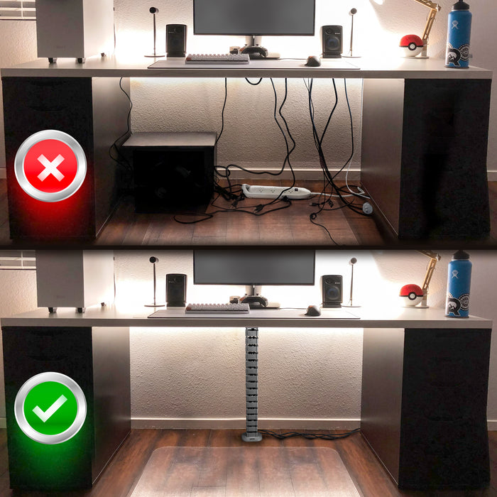 Duronic CM1DM SR Canalina per la gestione dei cavi - Regolabile in altezza - 4 canali per tavoli da ufficio - lunghezza 130 cm - Ideale per postazioni di lavoro - Agento