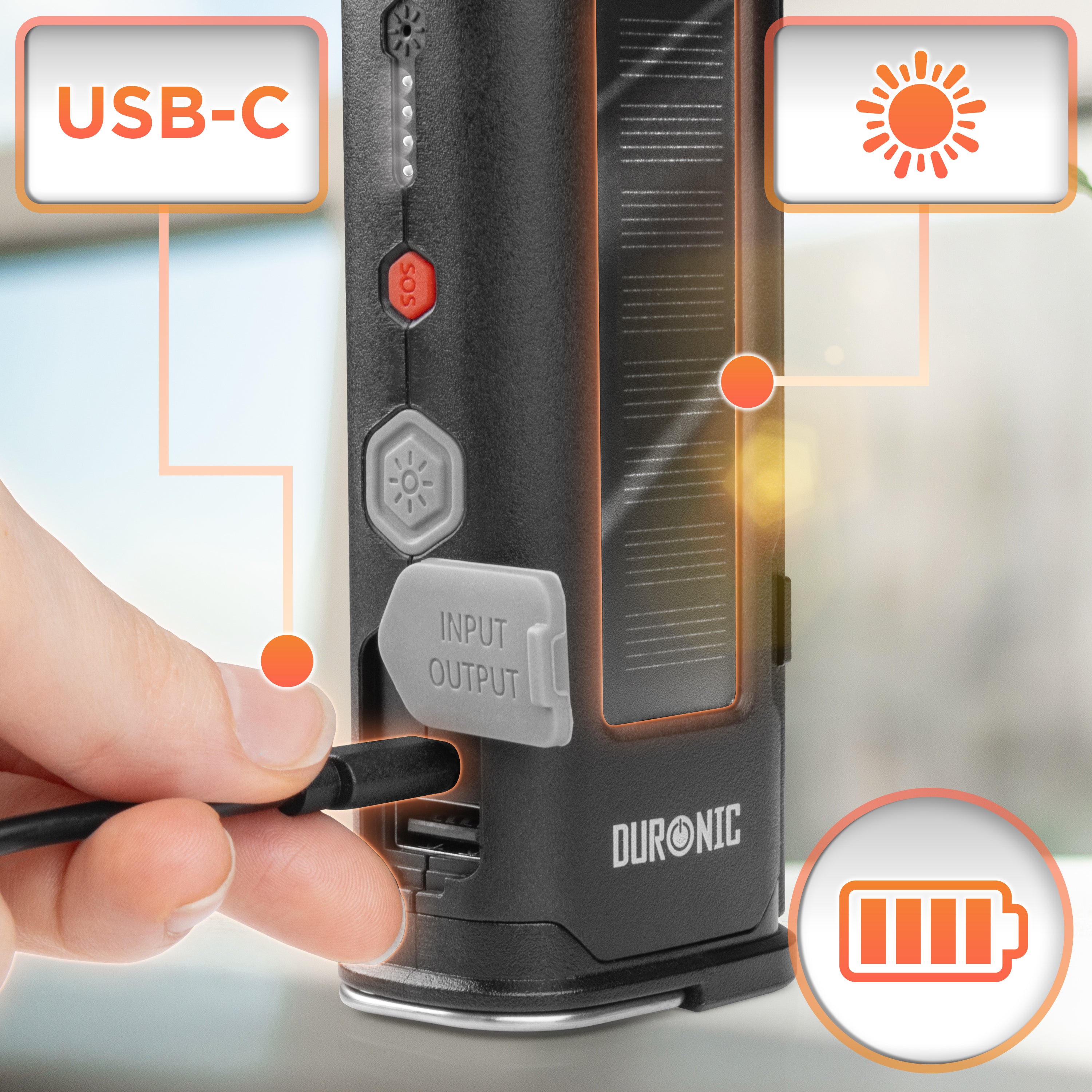 DURONIC CT51 con ingresso USB-C per la ricarica della batteria.