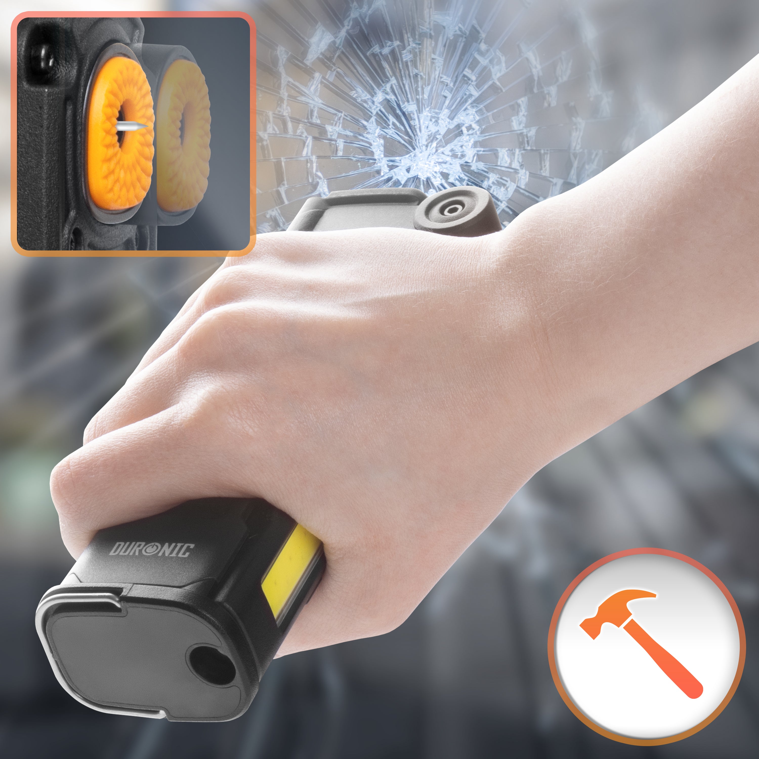 DURONIC CT51 con martello frangivetro resistente e facile da utilizzare.