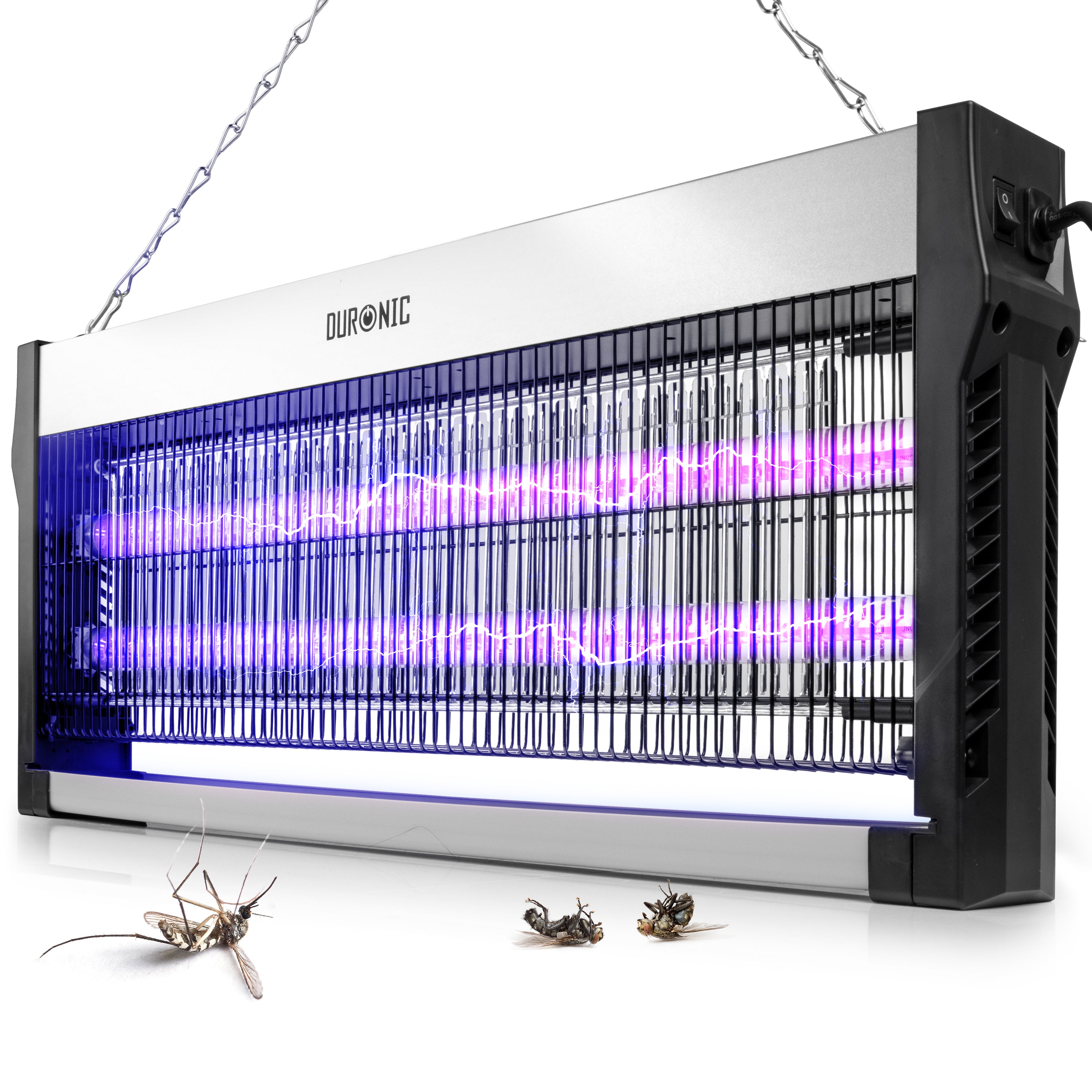 DURONIC FK2X10 Lampada elettrica antizanzare grigia con funzione elettrica attiva