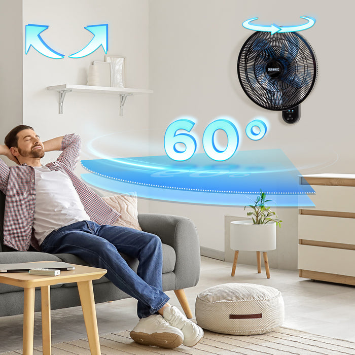 DURONIC FN42 BK Ventilatore da parete nero in uso con oscillazione a 60°