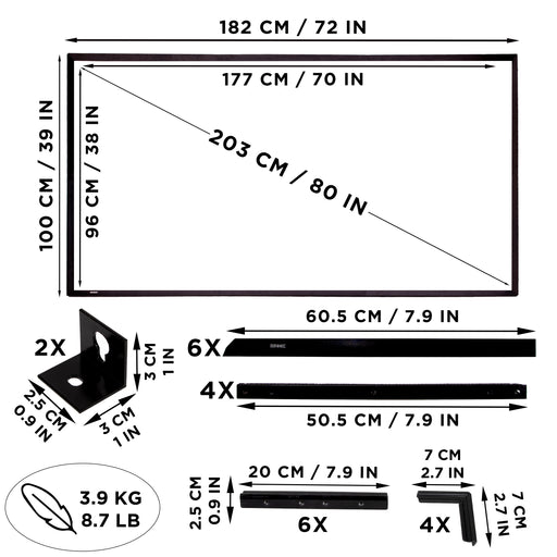 Duronic SFPS80 16:9 Schermo di Proiezione per Videoproiettore 80 Pollici Schermo Home Cinema 4K Full HD 3D Montaggio a Parete o Treppiede Perfetto per Casa, Ufficio, Scuola e Conferenze