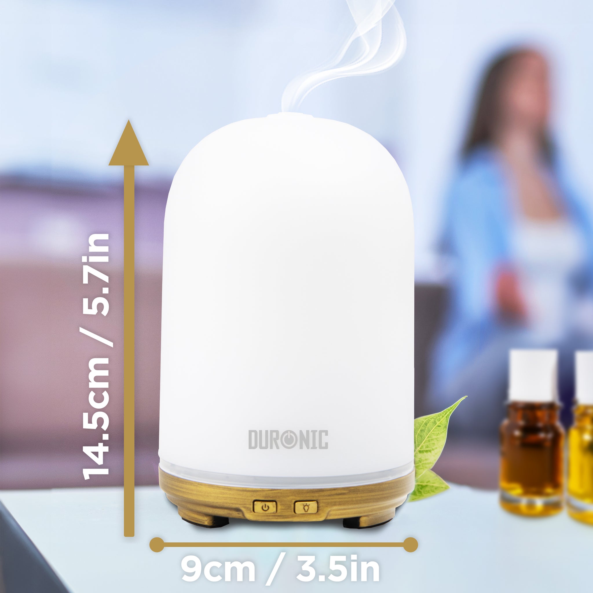 Duronic AD11 Diffusore di Oli Essenziali Diffusore aromatico 100ml Aromaterapia Diffusore con Luce Diffusore per Oli Essenziali Senza BPA Vaporizzatore Diffusore aromaterapico