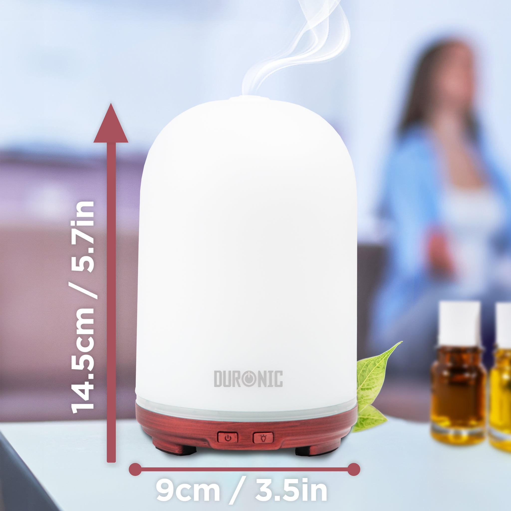 Duronic AD12 Diffusore di Oli Essenziali Diffusore aromatico 100ml Aromaterapia Diffusore con Luce Diffusore per Oli Essenziali Senza BPA Vaporizzatore Diffusore aromaterapico