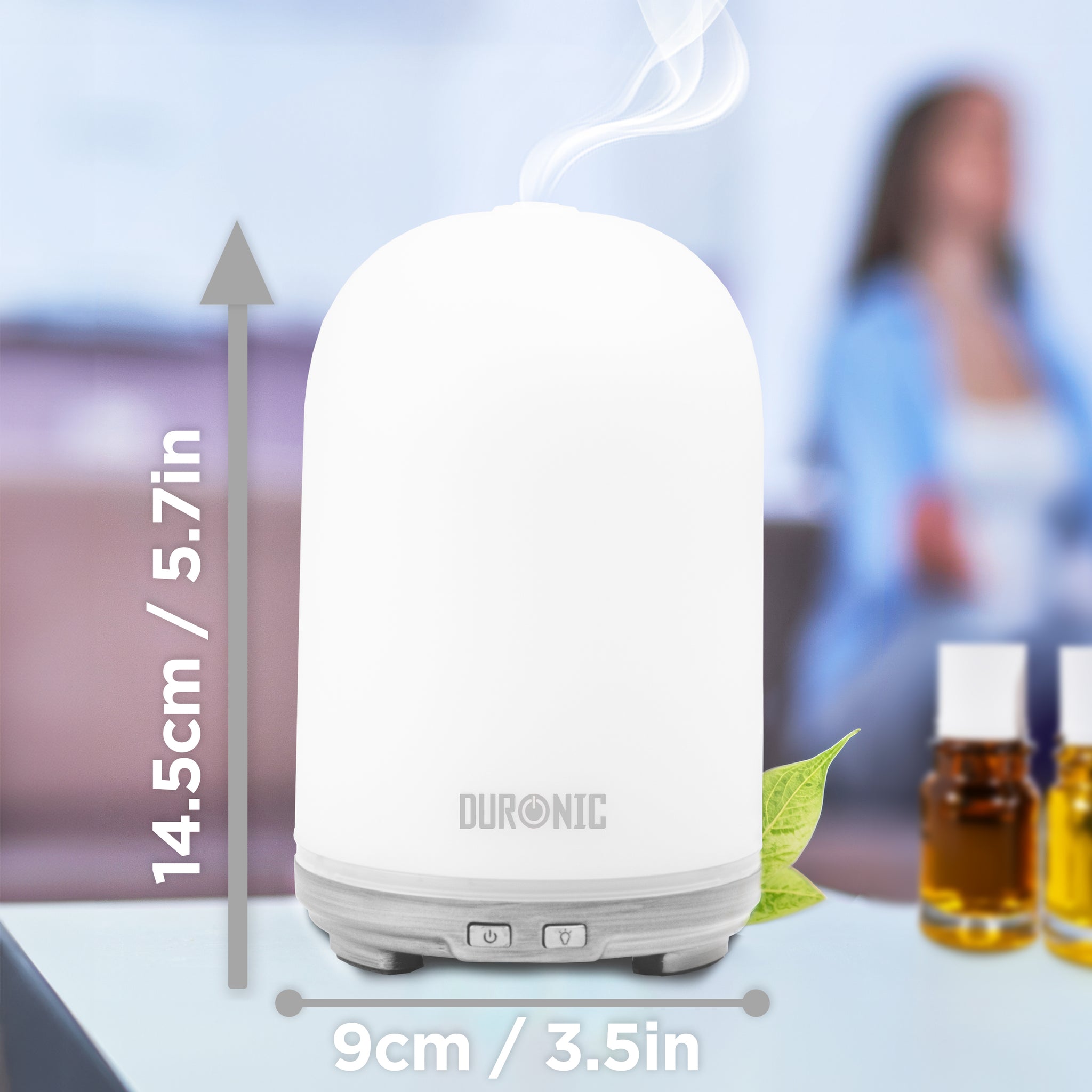 Duronic AD13 Diffusore di Oli Essenziali Diffusore aromatico 100ml Aromaterapia Diffusore con Luce Diffusore per Oli Essenziali Senza BPA Vaporizzatore Diffusore aromaterapico