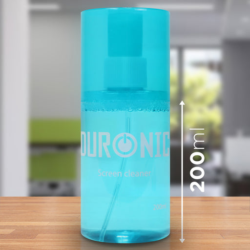Duronic SCK101 Kit di pulizia - Flacone da 200ml con panno in microfibra - Detergente liquido PH neutro per monitor TV PC smartphone - Non lascia aloni o macchie