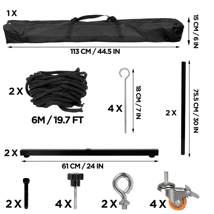 Duronic SFPS Set di Accessori per Schermo di Proiezione Treppiede con Ruote, Ganci, Viti, Corda e Borsa da Trasporto Accessori per Schermi di Proiezione SFPS Utilizzo Versatile per Interni ed Esterni