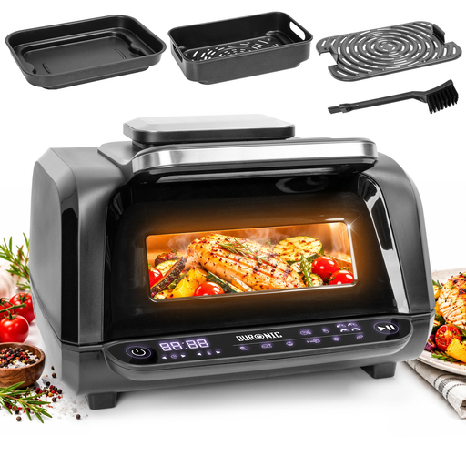 Duronic FG19 Airfryer Grill Friggitrice elettrica ad aria calda da 3 L Grill Forno da 1900 W Friggitrice senza olio 3 Accessori Cottura Arrosto Griglia per pizza Grigliare patatine fritte BBQ interno