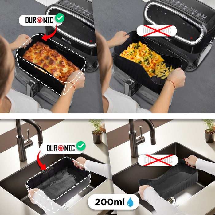 Duronic AFL2 Contenitori in silicone riutilizzabili ideali per l'uso quotidiano con la friggitrice ad aria.