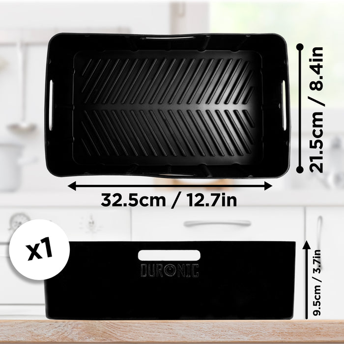 Duronic AFL2 Dimensioni dettagliate dei contenitori in silicone riutilizzabili per friggitrici ad aria.