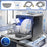 Duronic DW5 BK Dishwasher con piatti all'interno, cestello per posate, supporto per bicchieri e pannello di controllo con programmi di lavaggio.
