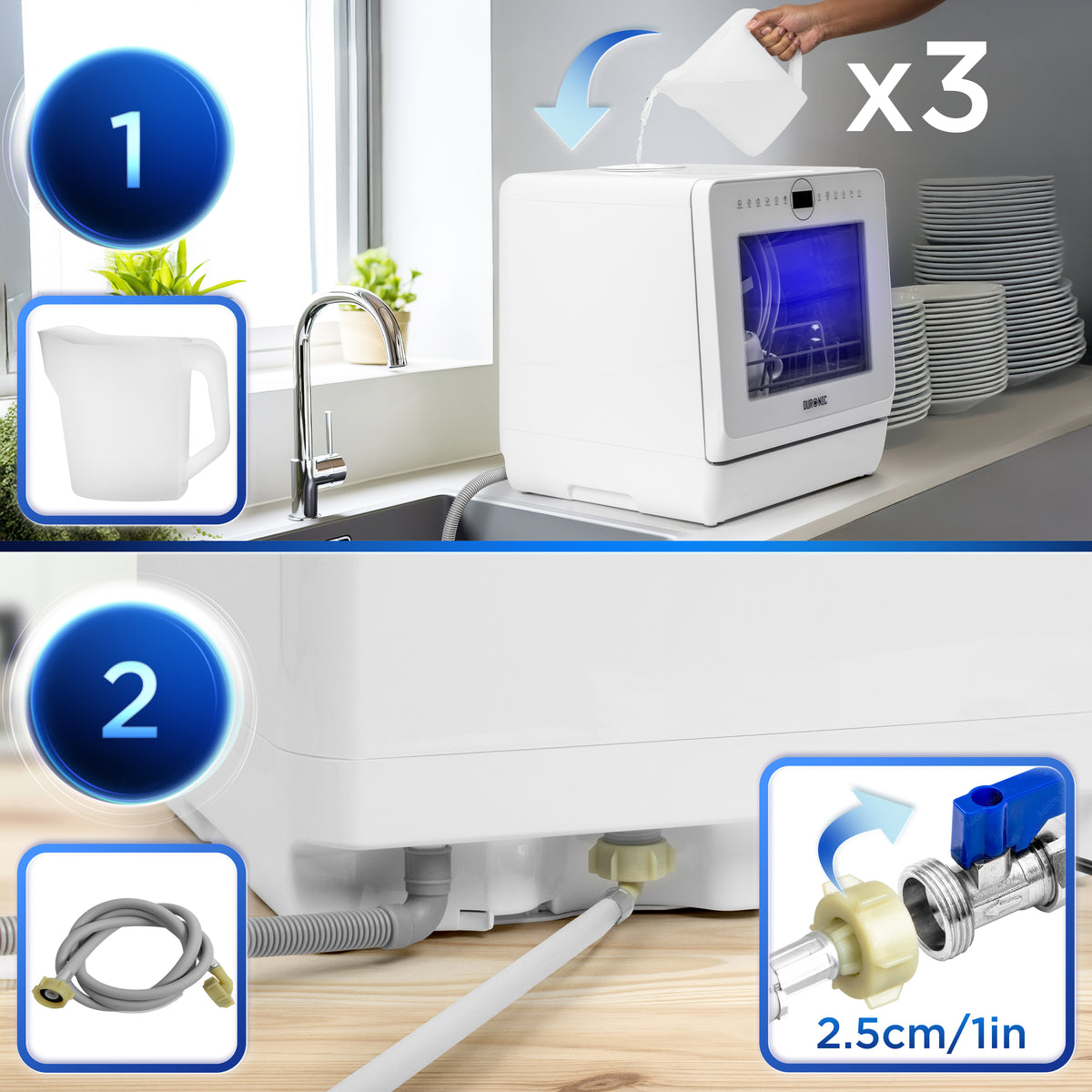 Duronic DW5 WE Lavastoviglie Portatile con Riempimento Manuale dell’Acqua.