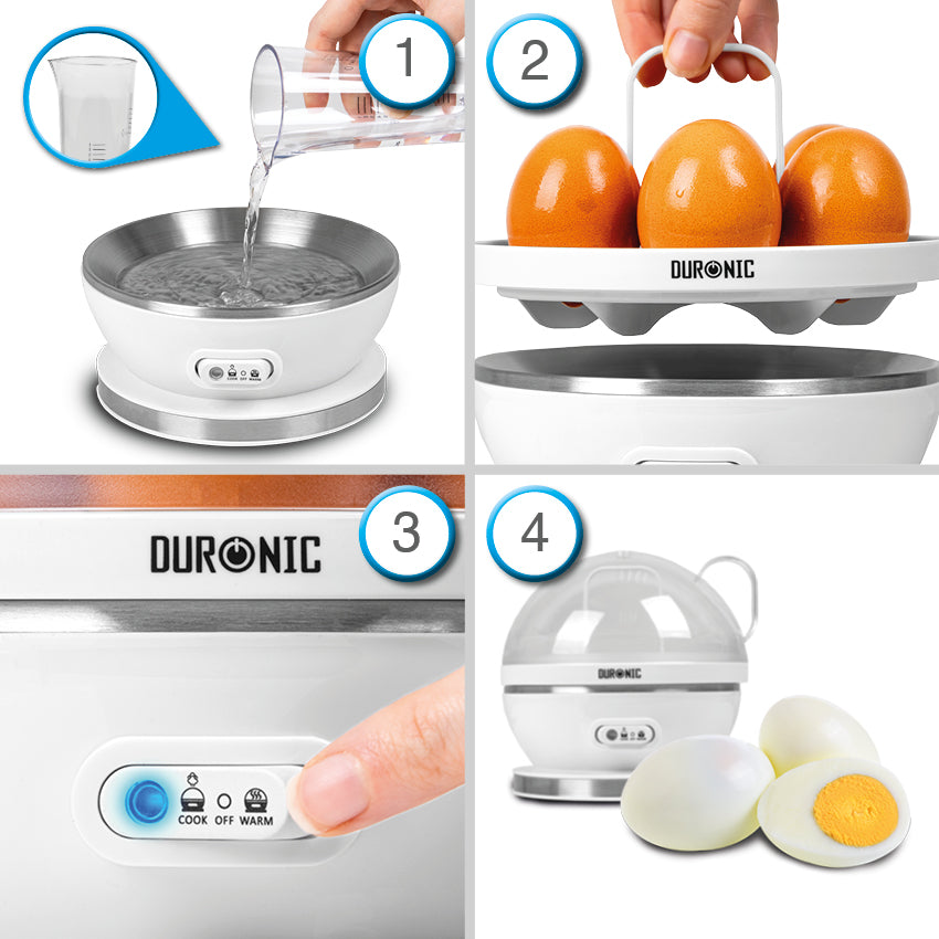 Duronic EB27 WE Guida passo dopo passo per utilizzare correttamente il cuociuova elettrico.