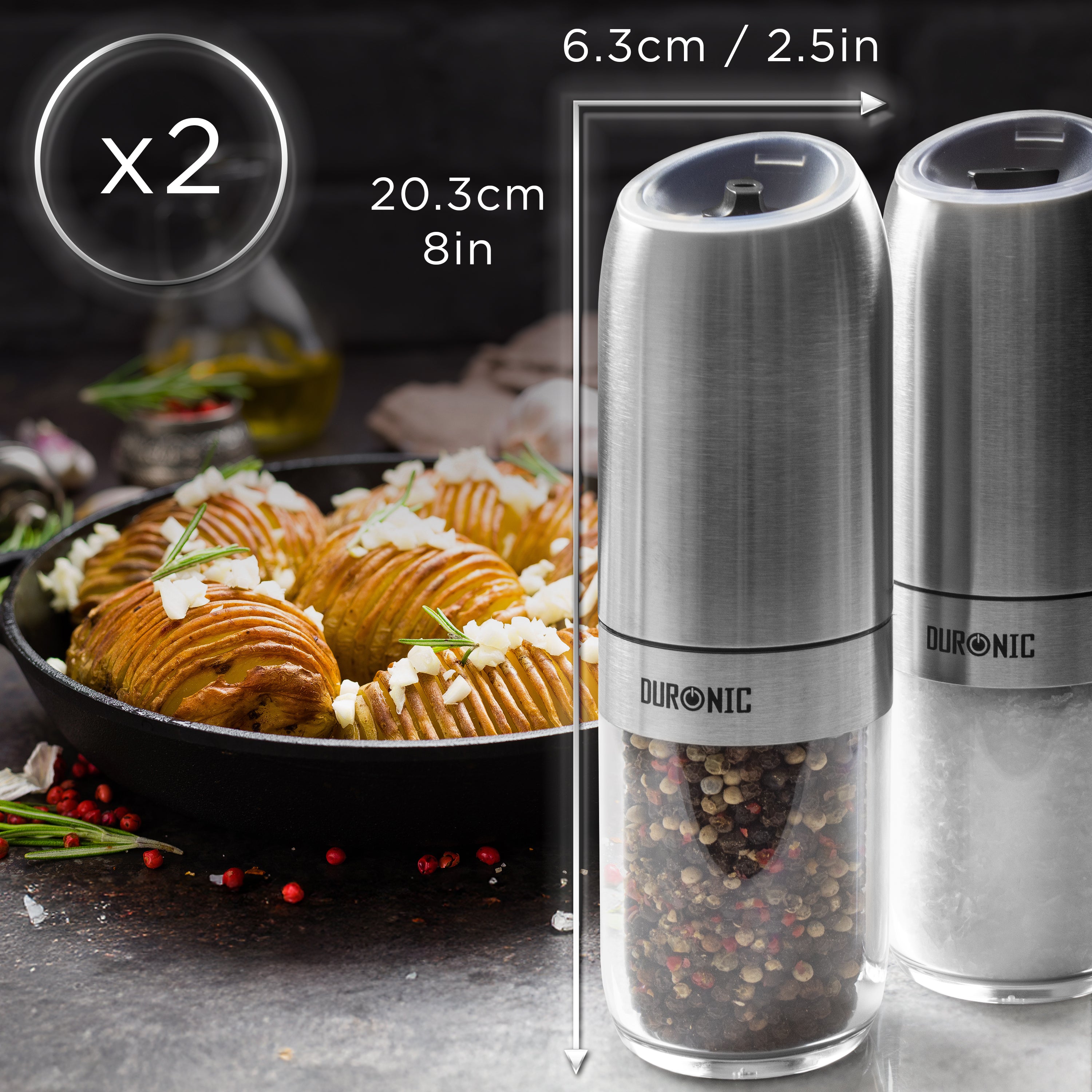 Duronic EMB2 Macina sale e pepe compatto, facile da posizionare e conservare in cucina.