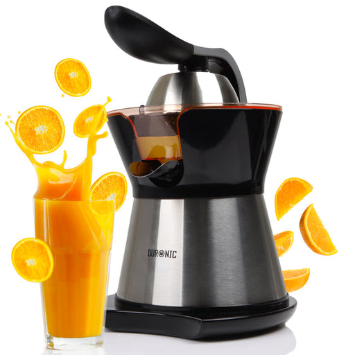 Duronic JE304 Spremiagrumi elettrico 300W, Estrattore in acciaio inox 400ml, Spremiagrumi con leva e filtro regolabile, Spremitore per agrumi con 2 coni, per succo di arancia limone lime pompelmo