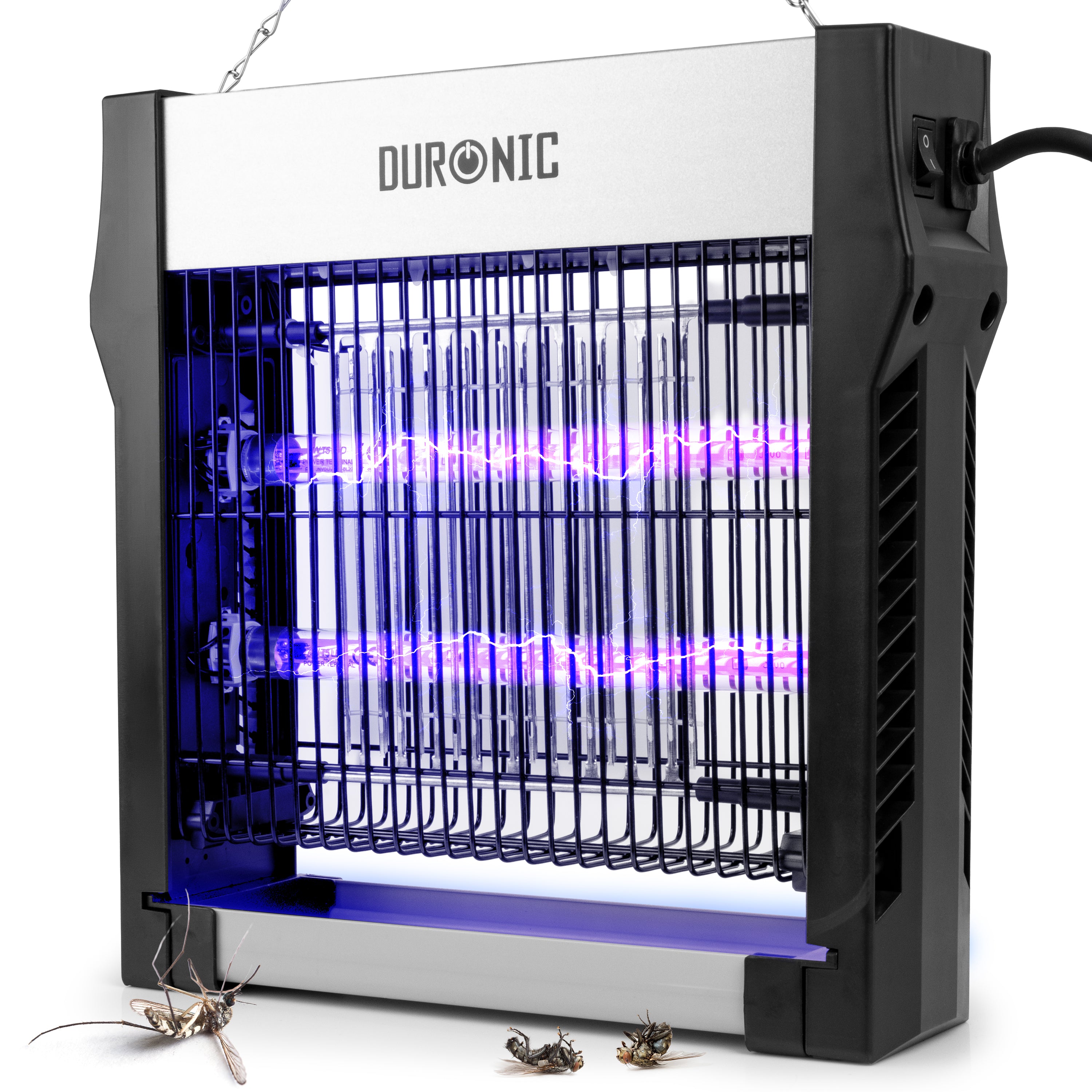 Duronic FK2X4 Lampada elettrica antizanzare grigia con funzione elettrica attiva.