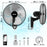 Duronic FN55 BK Dimensioni del ventilatore con testa da 40 cm e supporto a parete.
