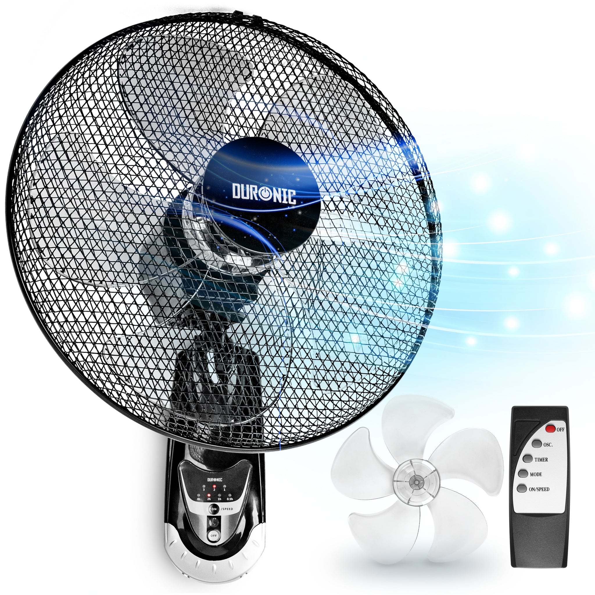 Duronic FN55 BK Ventilatore da parete potente e silenzioso con telecomando e montaggio rapido.