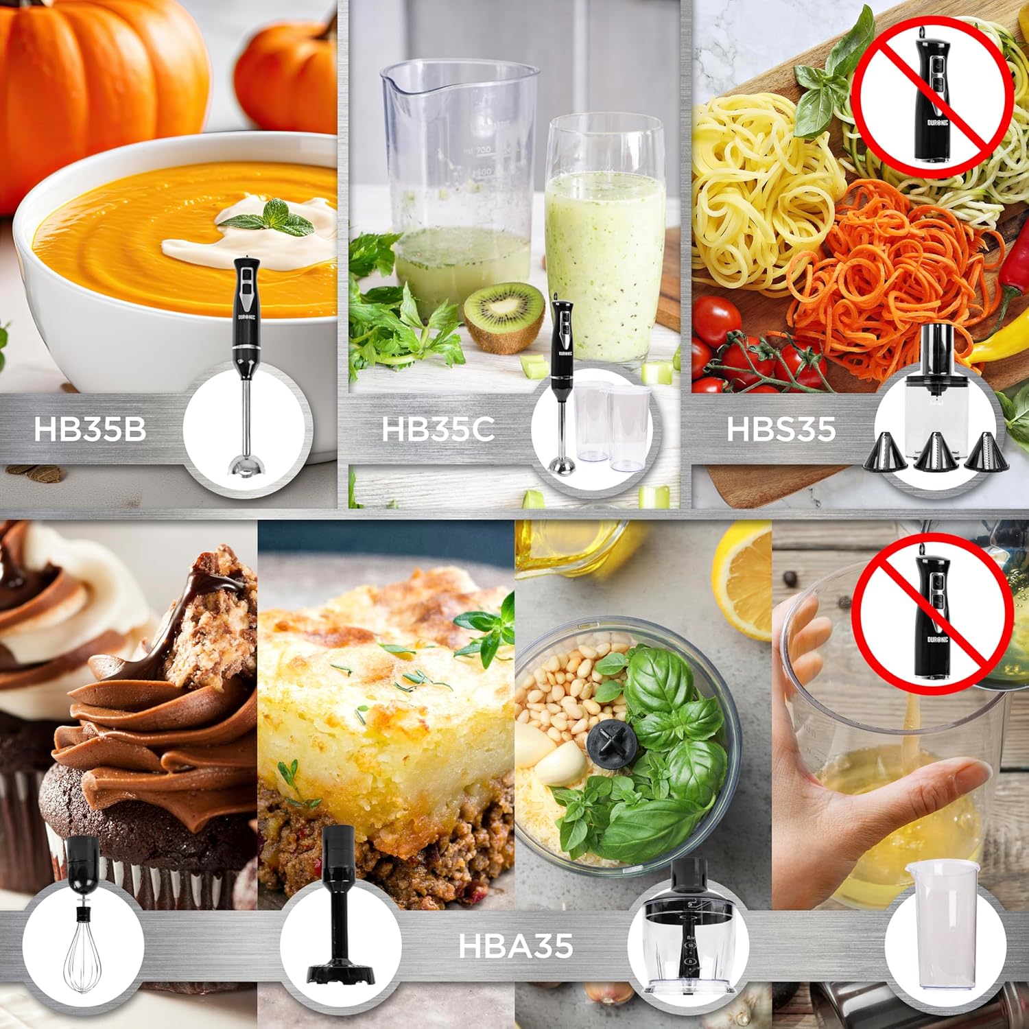 Duronic HB35C Frullatore a Immersione ideale per preparare frullati, smoothie, zuppe e vellutate.