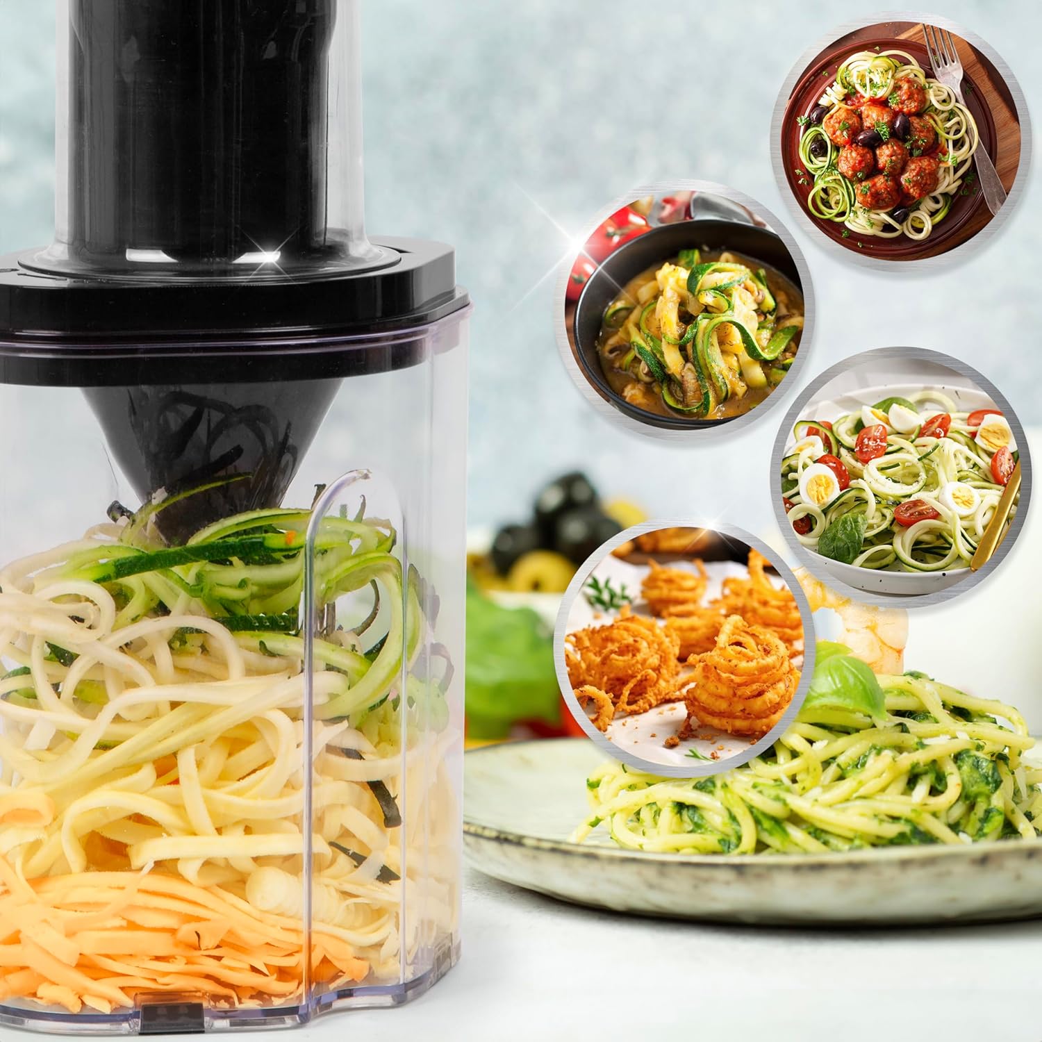Duronic HBS35 Spiralizzatore per Verdure ideale per preparare spaghetti di zucchine, carote e cetrioli.