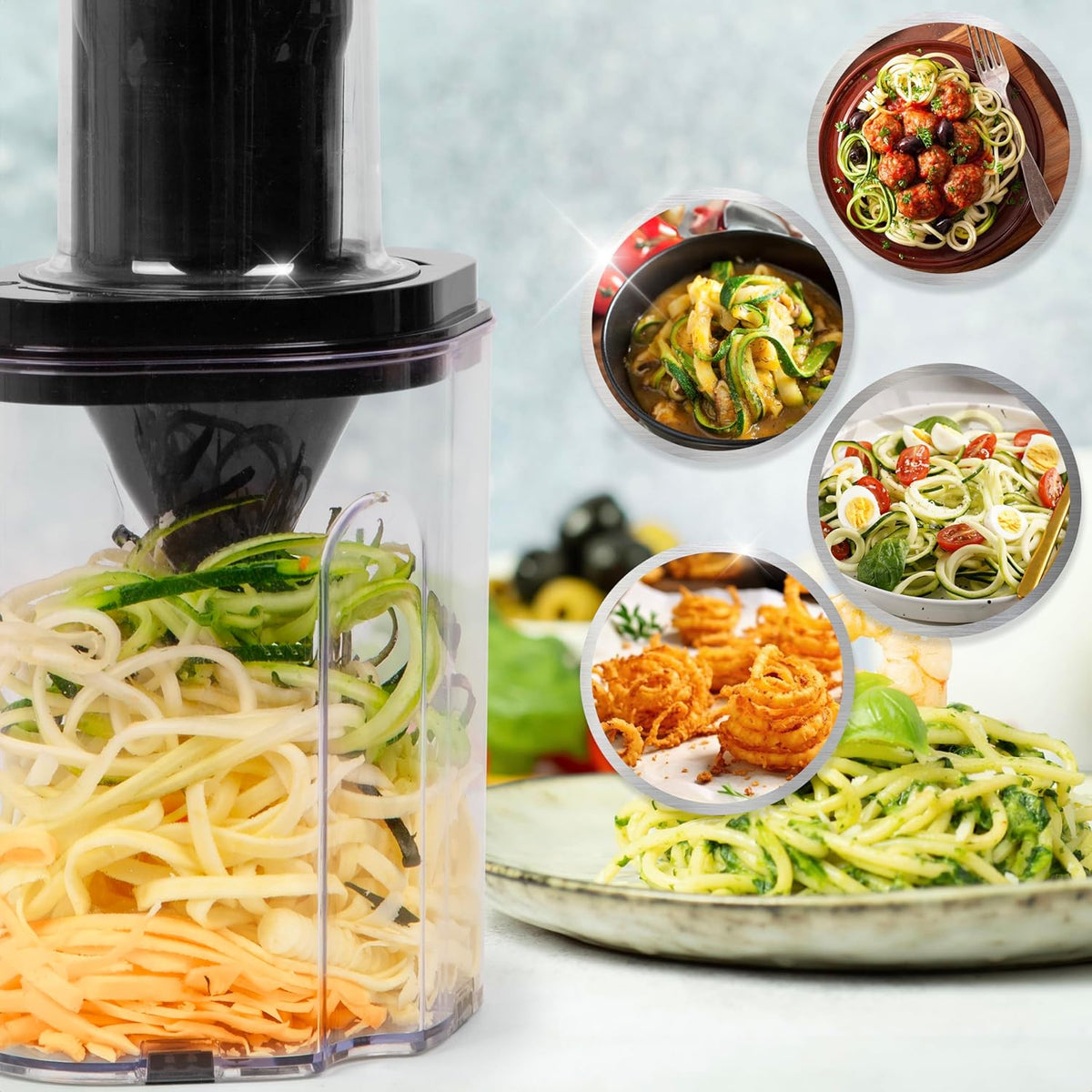 Duronic HBS35 Spiralizzatore per Verdure ideale per preparare spaghetti di zucchine, carote e cetrioli.