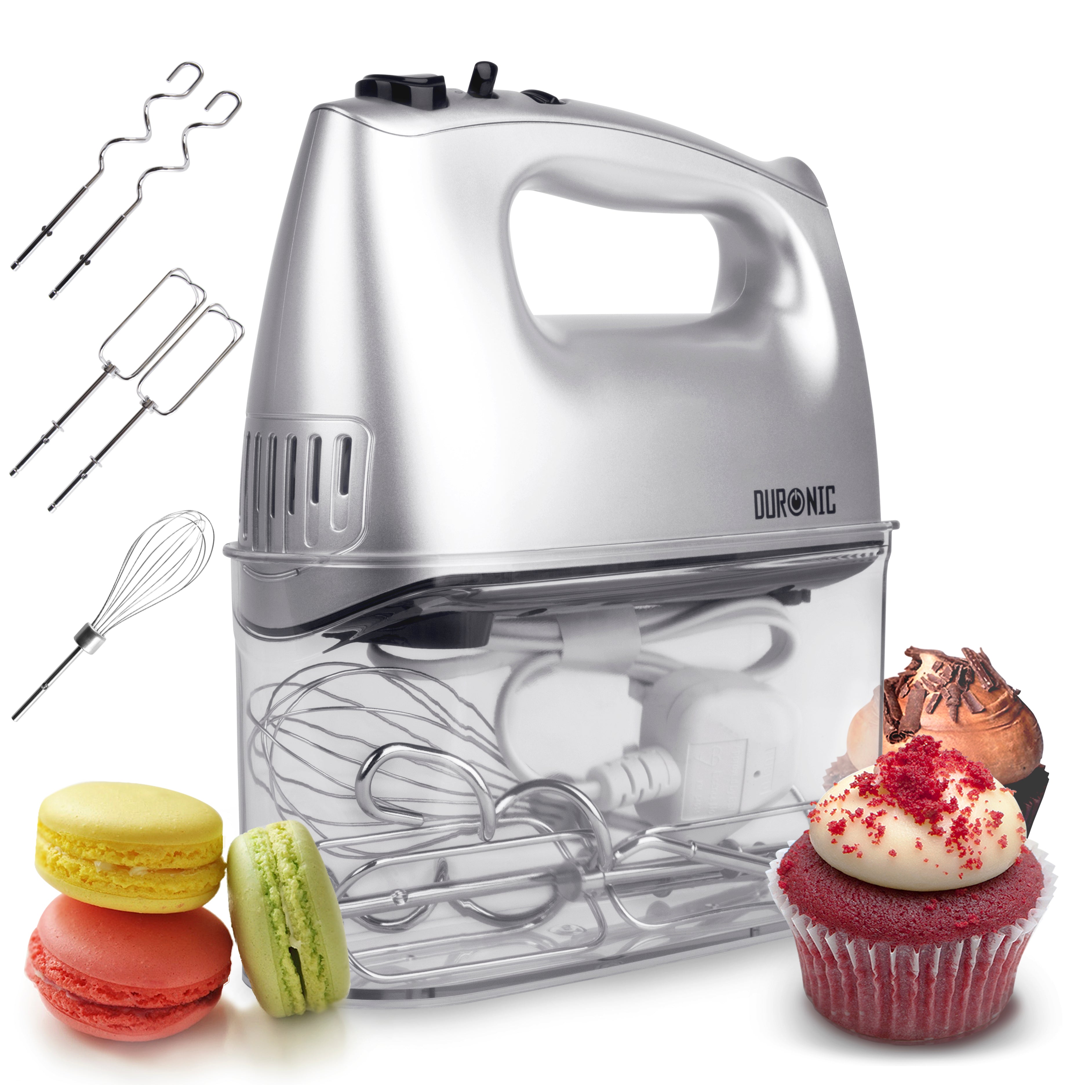 Duronic HM4 SR Sbattitore elettrico da 400W con 5 velocità, funzione Turbo e accessori in acciaio inox.