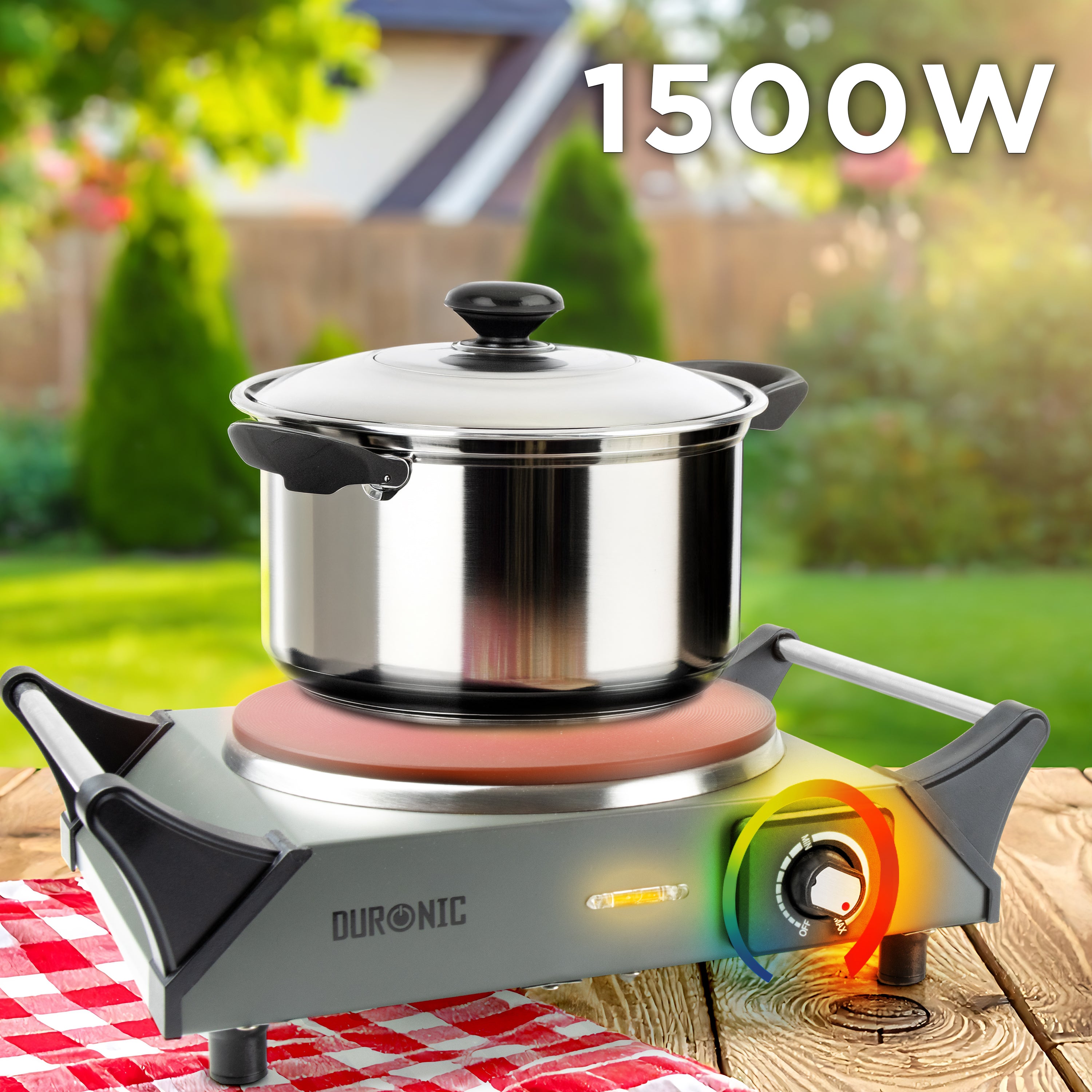 Duronic HP1 GG Potenza di 1500 W per un riscaldamento rapido ed efficiente.