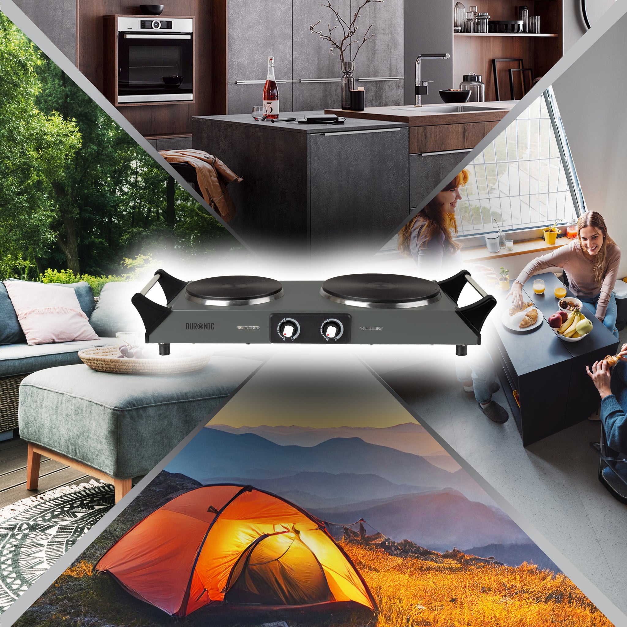 Duronic HP2 GG Piano cottura elettrico ideale per casa, ufficio, camper, case vacanza e campeggio.