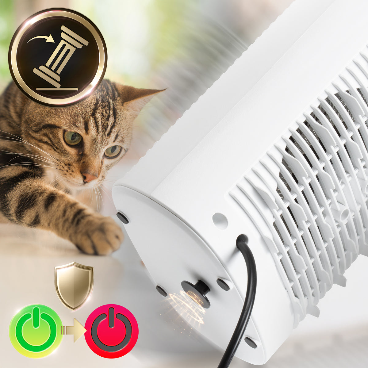 Duronic HV32 WE Modalità di sicurezza per un utilizzo più sicuro durante il riscaldamento.
