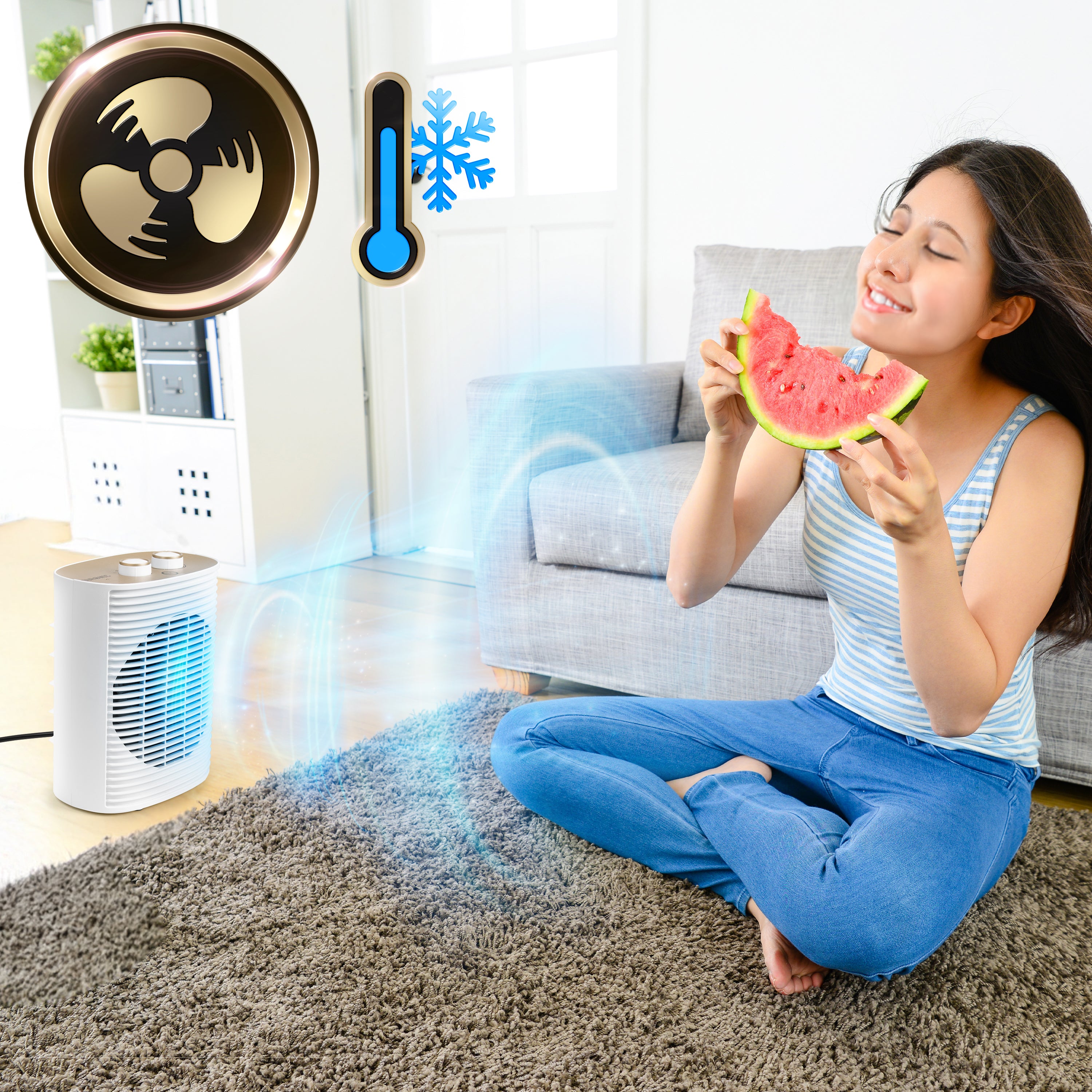 Duronic HV32 WE Modalità ventilatore per far circolare l'aria senza riscaldamento.