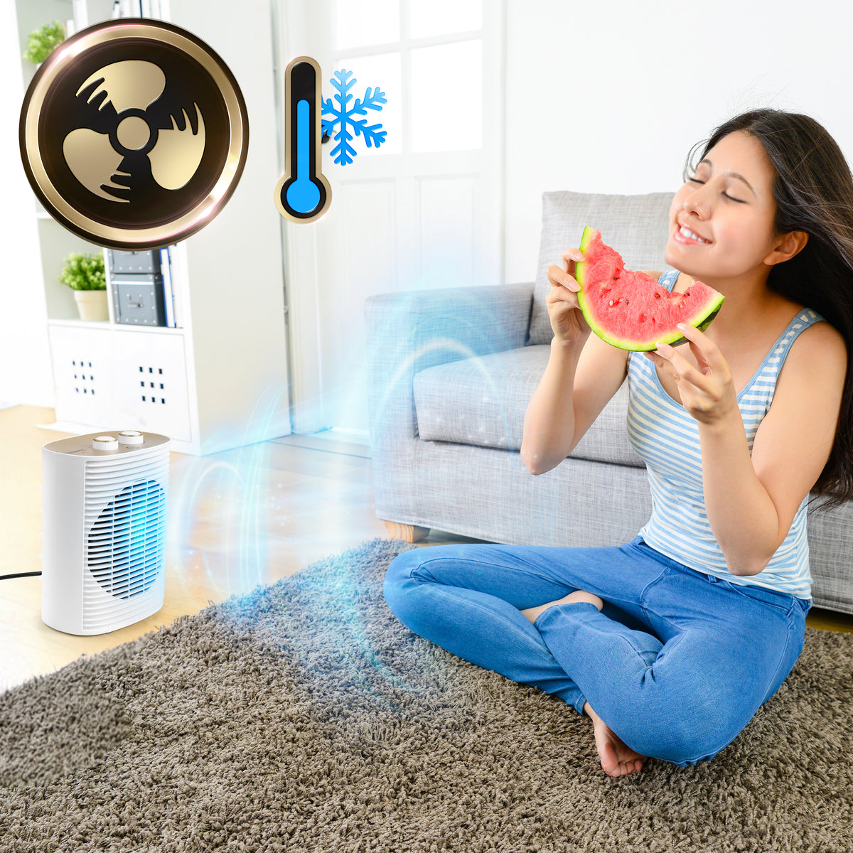 Duronic HV32 WE Modalità ventilatore per far circolare l'aria senza riscaldamento.
