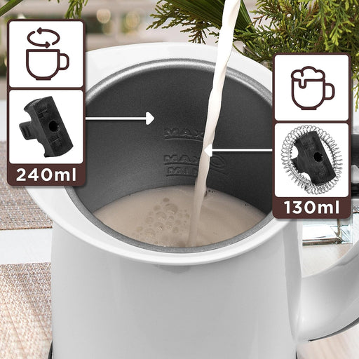 Duronic MF130 WE Montalatte Elettrico con 2 Fruste Incluse per Preparare Latte Caldo e Schiuma Cremosa per Cappuccini e Latte Macchiato.
