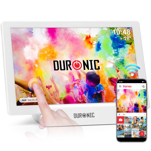 Duronic PF1D WE Cornice fotografica digitale WiFi da 10,1 pollici con schermo IPS HD e 32 GB di memoria interna.