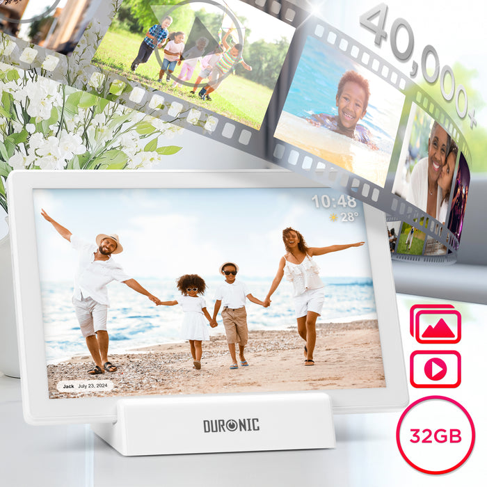 Duronic PF1D WE Cornice fotografica digitale con 32 GB di memoria interna per oltre 40.000 foto e brevi video.
