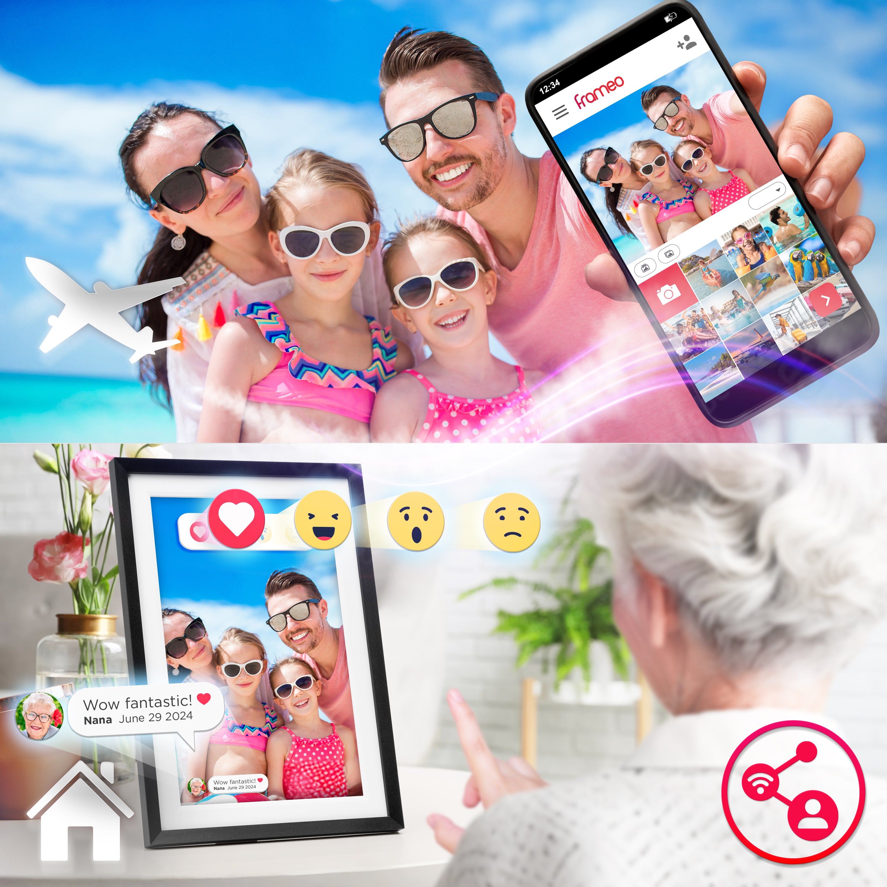 Duronic PF2A BK Cornice digitale WiFi per condividere foto e video istantaneamente con amici e familiari.