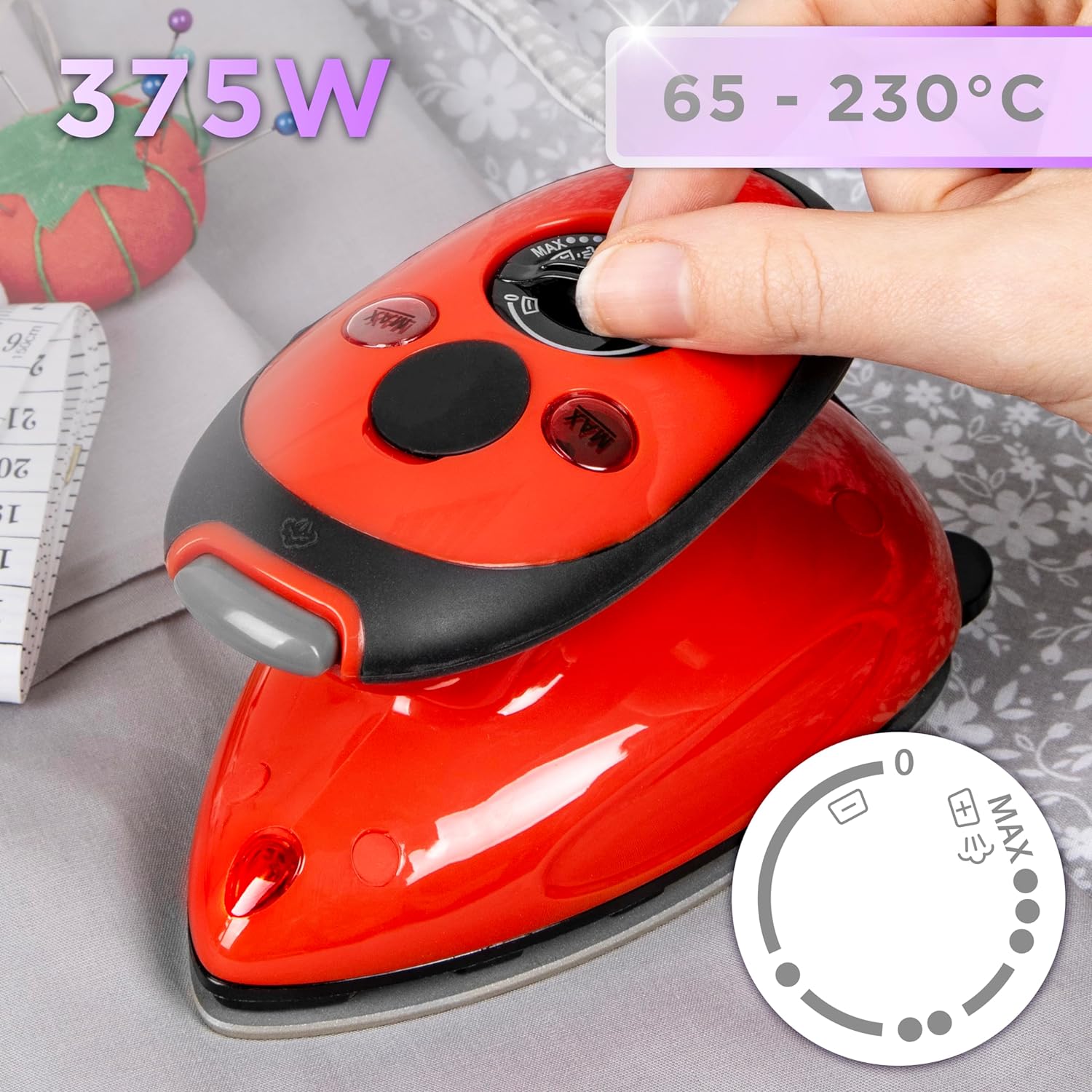 Duronic SI2 RD Mini Ferro da Stiro con temperatura regolabile per diversi tipi di tessuto.