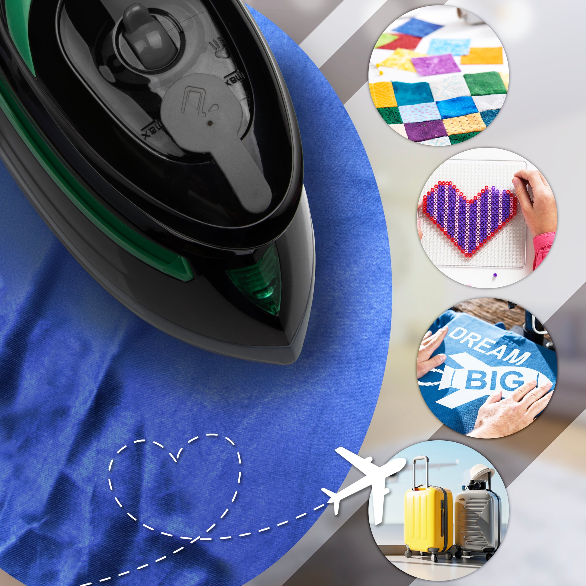 Duronic SI4 BG Mini ferro da stiro ideale per viaggi, cucito, quilting, appliqué e lavori creativi.