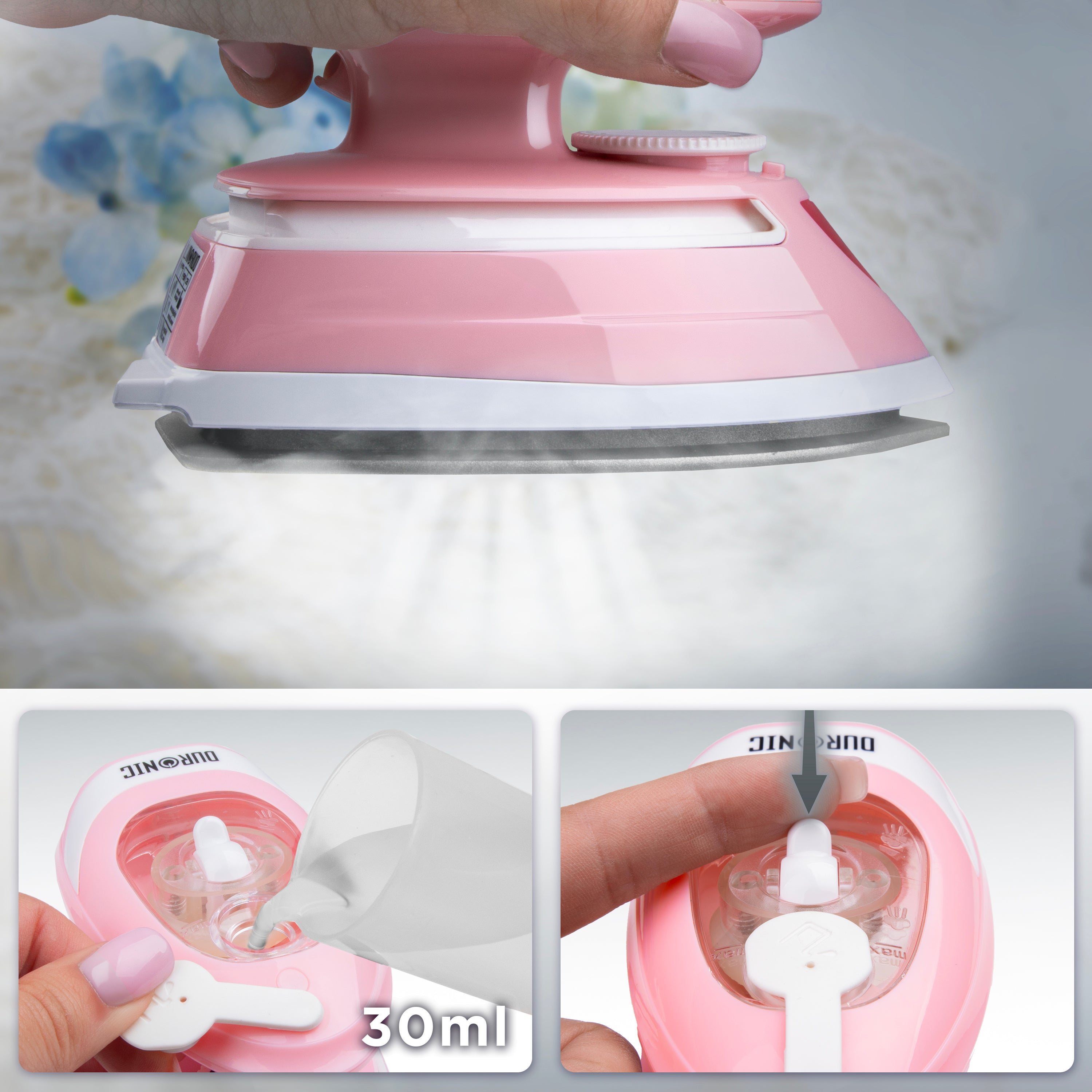 Duronic SI4 PW Mini ferro da stiro con funzione vapore per eliminare rapidamente le pieghe.