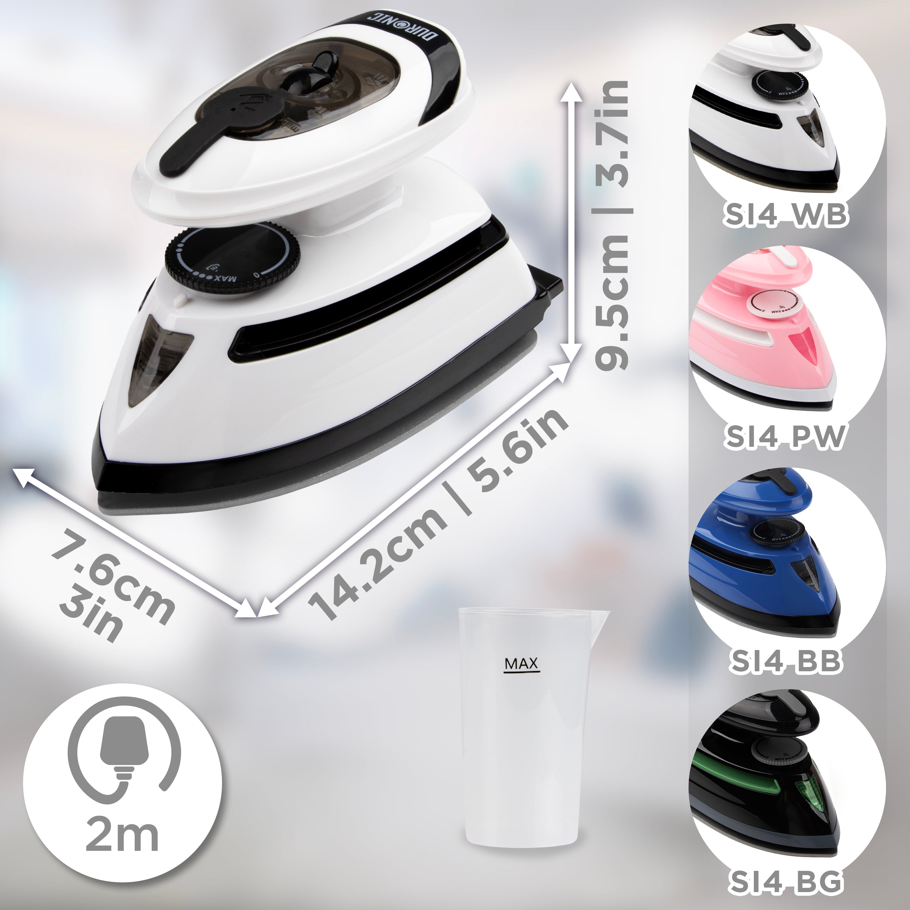 Duronic SI4 WB Mini ferro da stiro con dimensioni compatte e disponibile in diversi modelli e colori.