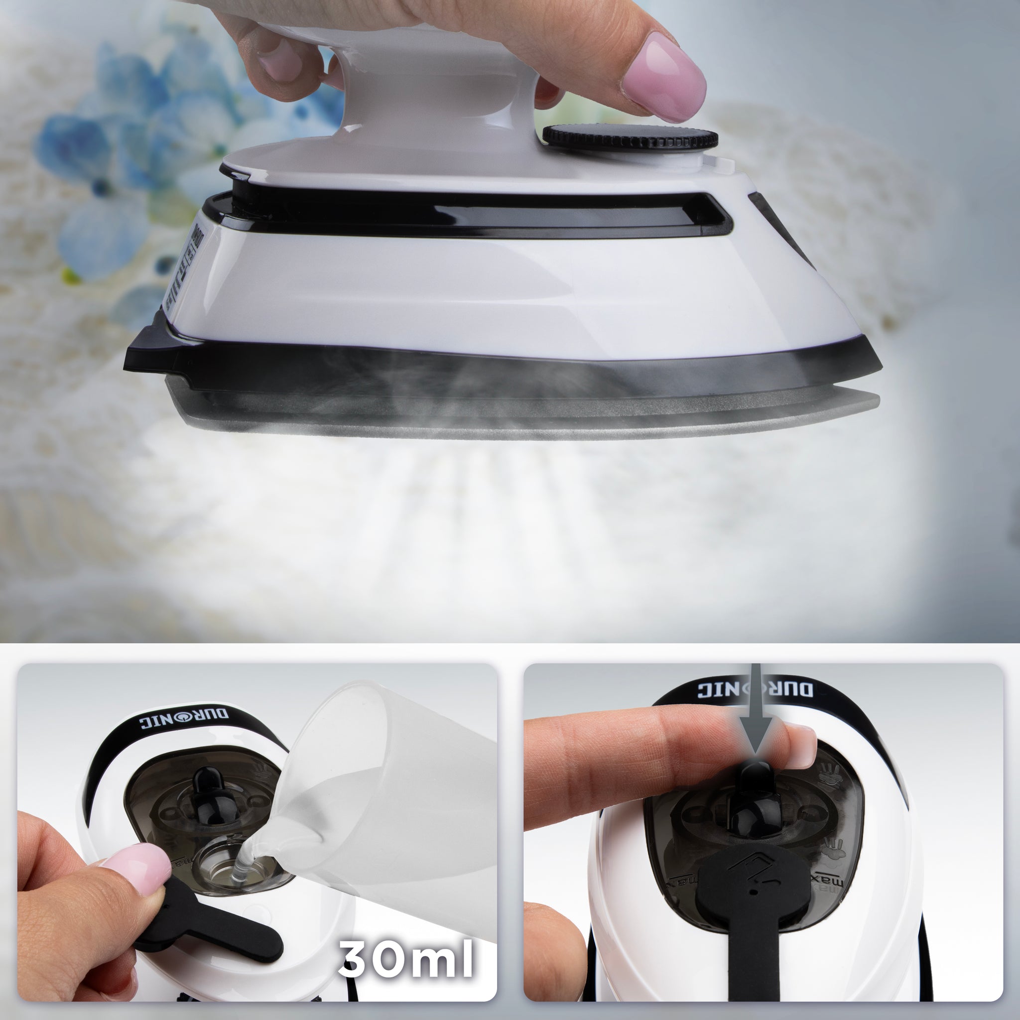 Duronic SI4 WB Mini ferro da stiro con funzione vapore per eliminare rapidamente pieghe e grinze.