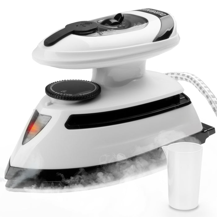 Duronic SI4 WB Mini ferro da stiro da viaggio con doppio voltaggio, 420 W, funzione vapore, piastra antiaderente e luce LED.