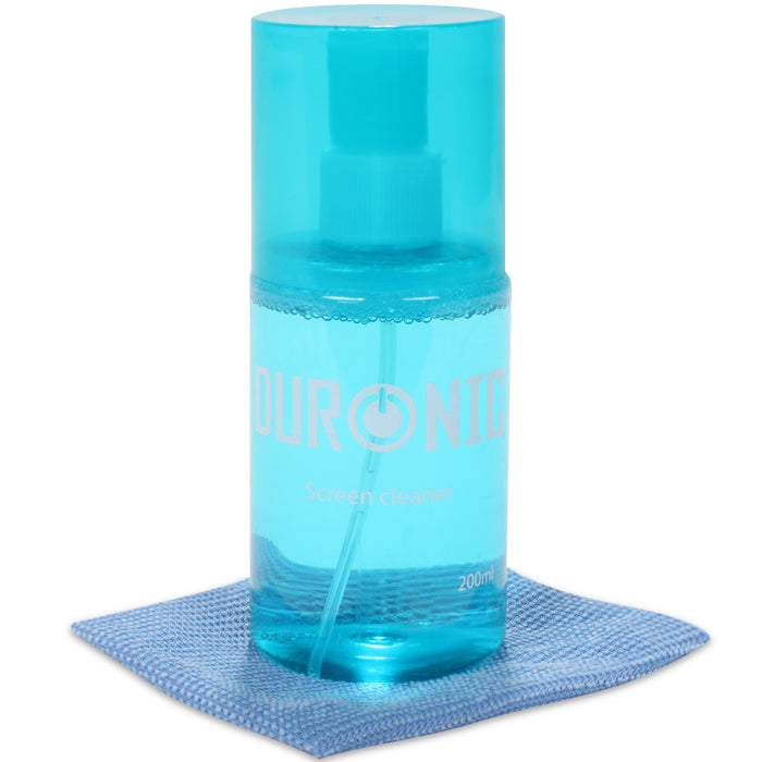 Duronic SCK101 Kit di pulizia - Flacone da 200ml con panno in microfibra - Detergente liquido PH neutro per monitor TV PC smartphone - Non lascia aloni o macchie