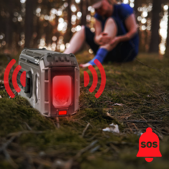 Duronic SDAB1 Radio Portatile DAB+ con Funzioni Multiple Radio a Energia Solare e Crank Manuale 4 Modalità di Ricarica Torcia di Emergenza con Allarme SOS