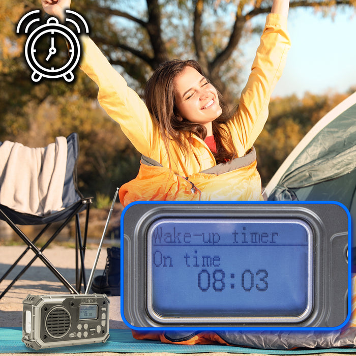 Duronic SDAB1 Radio Portatile DAB+ con Funzioni Multiple Radio a Energia Solare e Crank Manuale 4 Modalità di Ricarica Torcia di Emergenza con Allarme SOS