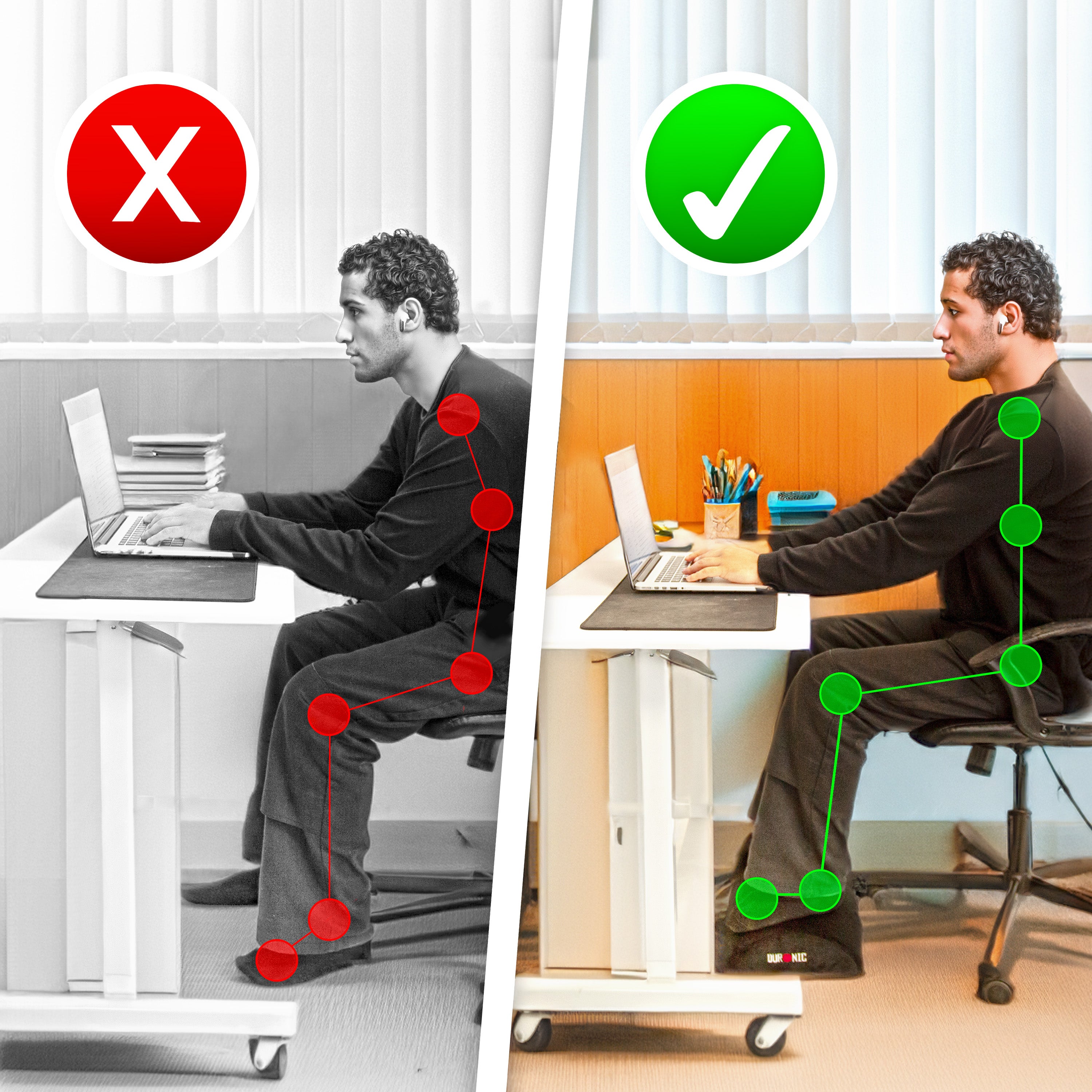 Duronic FT05 Poggiapiedi Ergonomico: Interno rigido e esterno morbido per comfort ottimale. Leggero e versatile, allevia stress e affaticamento. Perfetto per ufficio, casa, studenti e videogiocatori