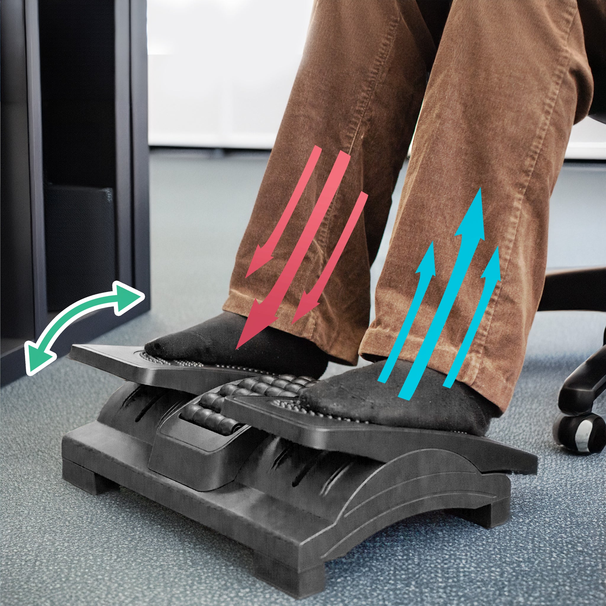Duronic FT04 Poggiapiedi ergonomico: Inclinazione e altezza regolabili, rulli massaggianti - Allevia il dolore ai piedi, la fatica e lo stress per l'ufficio, la casa e gli studenti