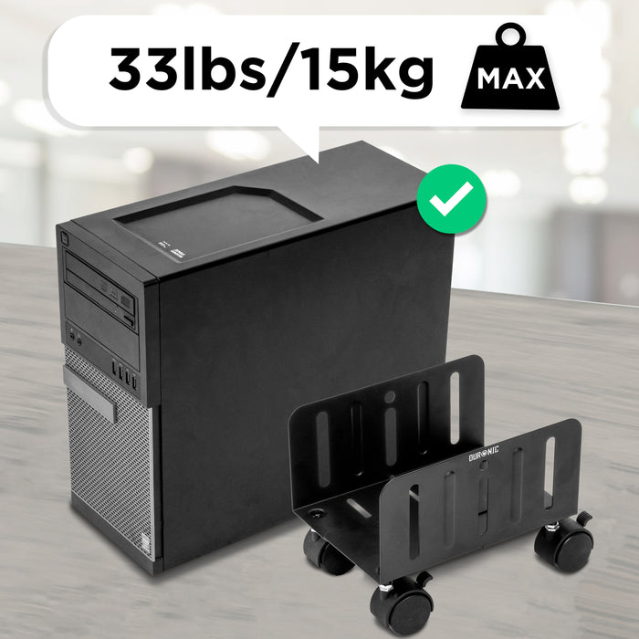 Duronic DMHD2 carrello per computer | Supporto per CPU con 4 rotelle | Regolabile | Compatibilità universale | Sostegno per torre sotto la scrivania | Rotelle bloccabili
