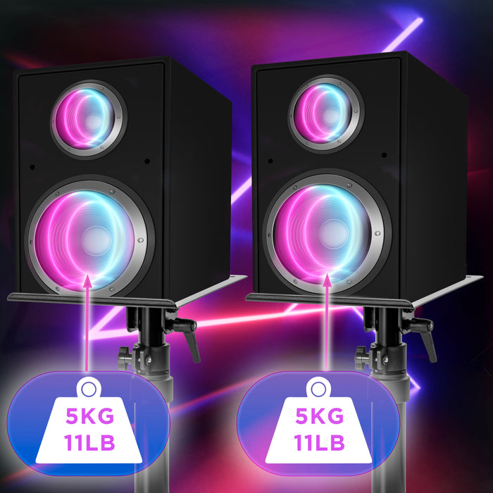 Duronic SPS25 2 Supporti per Altoparlanti da tavolo | Altezza regolabile da 26,4 a 40,5 cm | Inclinazione e rotazione | Vassoio 24 x 20 cm | Morsetto di fissaggio | Home Cinema Studio di registrazione